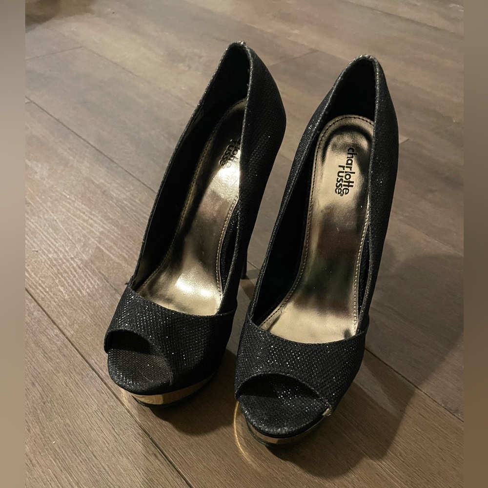Charlotte Russe Glitter Black Heels